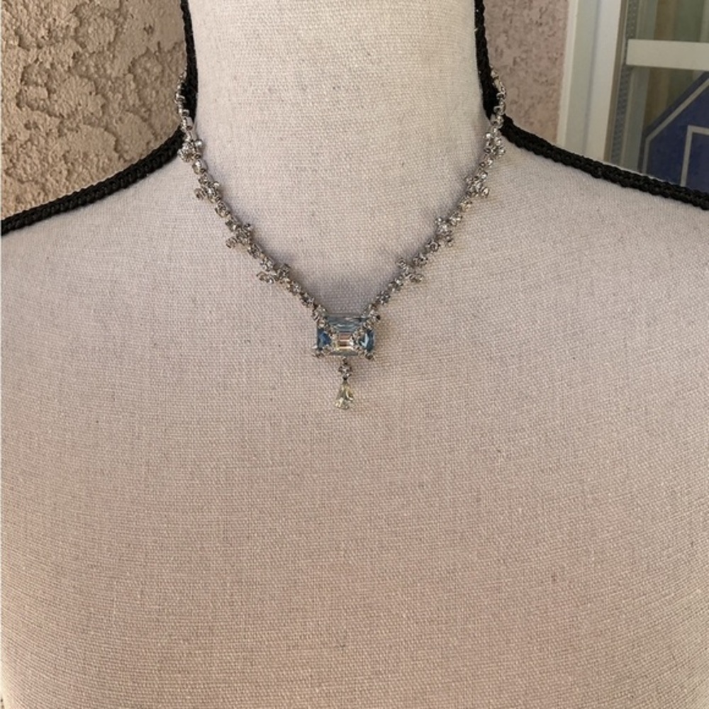 Silver plated Blue gemstone CZ necklace